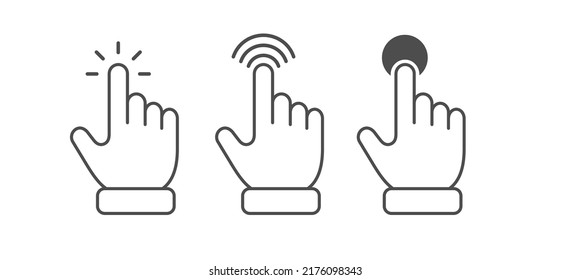 hand presses, a button, a banner or a link. A set of vector options for websites and applications. Flat style
