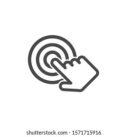 hand presses a button icon. Hand cursor sign icon. Hand pointer symbol. Flat icon vector. Touch icon perfect line style. Element of web for mobile concept and web apps- illustration. tap gesture