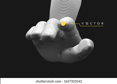 The hand presses the index finger on the button a virtual interface.  Technologies of the future. Connection structure. 3D vector illustration for science, technology or education. - Powered by Shutterstock - Get 15% off with code: PIKWIZARD15
