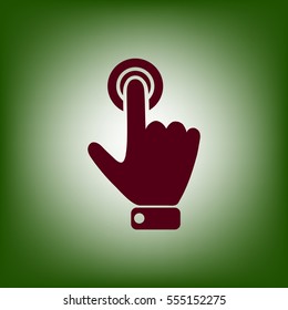 
Hand presses the index finger on the button.Vector icon.