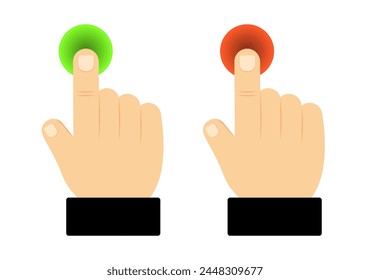 Hand presses symbols . Hand click button. Vector Illustration