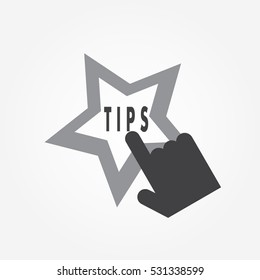 Hand presses "tips" letter