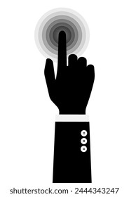 Hand Pressing Button. Hand Click. Vector Illustration Isolated on White Background. 