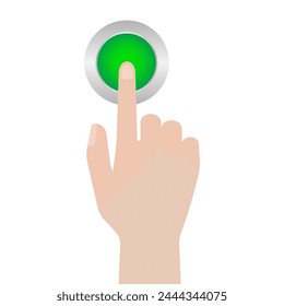 Hand Pressing Button. Hand Click. Vector Illustration Isolated on White Background. 