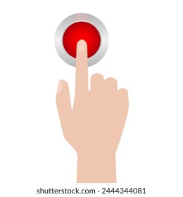 Hand Pressing Button. Hand Click. Vector Illustration Isolated on White Background. 