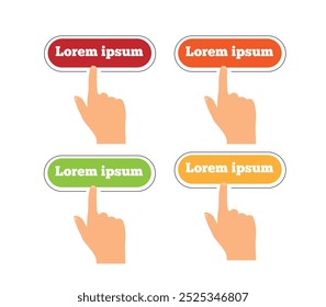Hand Pressing a Button Copy Space. User interface and digital buttons concept vector