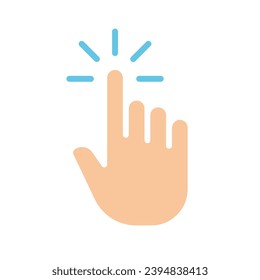 Hand pressing the button. Finger, fingerprint, scan, scanner, tap, push, swipe, touch screen, control gestures, panel, user, biometry, id verification. Colorful icon on white background