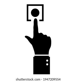 Hand pressing button, illustration on white background