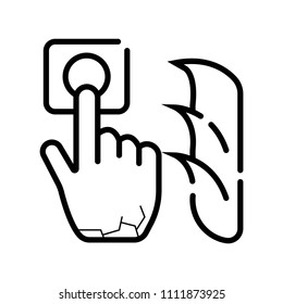 Hand pressing button power icon