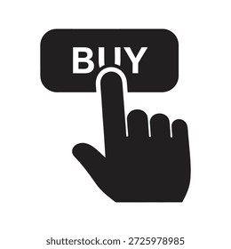 Hand drücken Kauf-Taste Symbol für Online-Shopping und Kauf Aktion ein Symbol für E-Commerce-Kasse und digitale Bestellung klicken