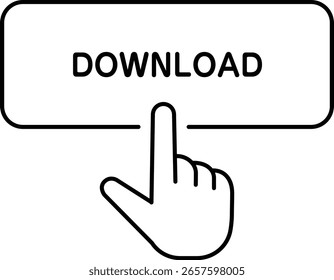 Mano que presiona el icono del Botón de la Descarga
