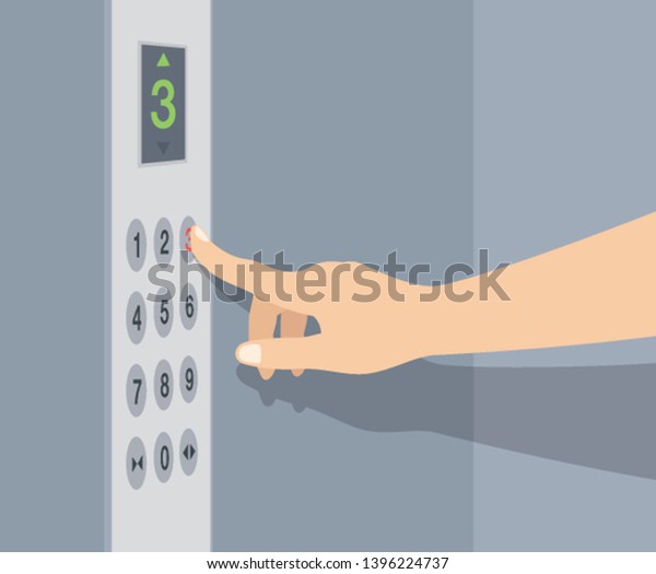 手押し式のエレベーターのボタン リフトボタンパネル 平らなベクターイラスト のベクター画像素材 ロイヤリティフリー 1396224737