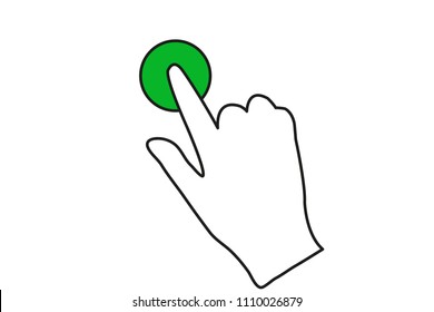 Hand pressing a green button.