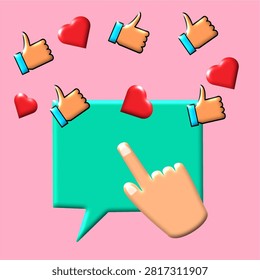 hand pressing like likeand heart button to show love response