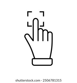 Mano presionando en una pantalla con un marco de enfoque en un entorno de interacción digital moderno