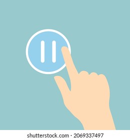 hand pressing pause icon- vector illustration