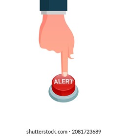 pulsando el botón de alerta roja. imágenes vectoriales.
