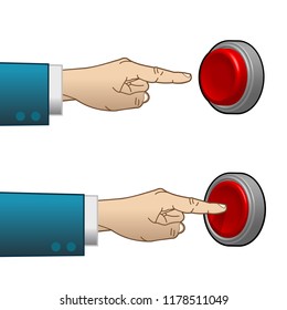 hand pressing red button