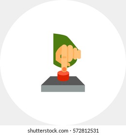 Hand Pressing Red Button Icon