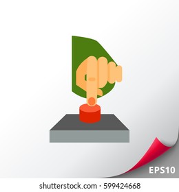 Hand Pressing Red Button Icon