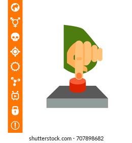Hand Pressing Red Button Icon