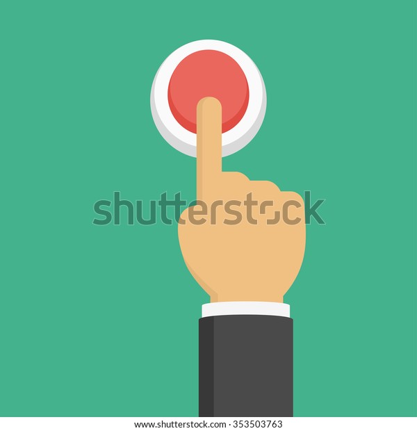 Hand Pressing Red Button Top View Stock Vector (Royalty Free) 353503763