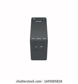 Hand pressing remote control isolated on white background