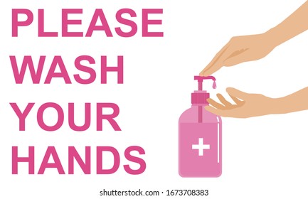 There’s a hand pressing a soap dispenser and another hand is waiting for a soap drop. Concept about health, hygiene, hospitality, medical, disease, viruses and etc.