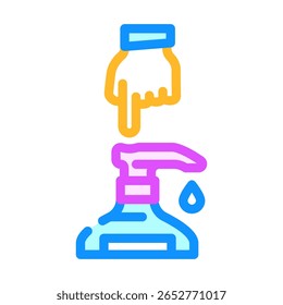 hand pressing soap pump color icon vector. hand pressing soap pump sign. isolated symbol illustration