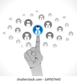  hand pressing social media icon on white background