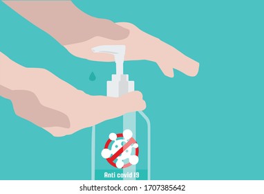The hand is pressing, use the hand sanitizer to clean.