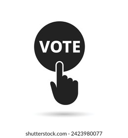 Hand pressing vote button icon, Polling, Voting election with hand sign, Vector illustration