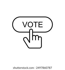 Hand pressing vote button icon, Polling, Voting election with hand sign,vector illustration isolated white background.