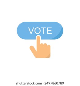Hand pressing vote button icon, Polling, Voting election with hand sign,vector illustration isolated white background.