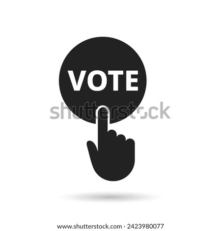 Hand pressing vote button icon, Polling, Voting election with hand sign, Vector illustration