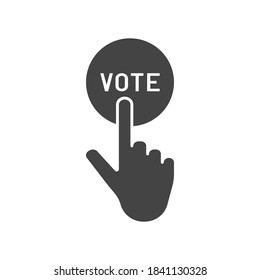 Hand pressing vote button vector icon.