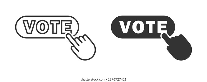 Hand pressing vote icon. Vector illustration.