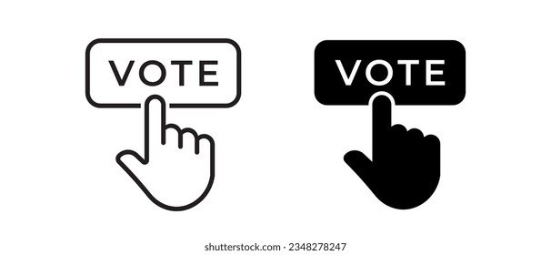 Hand pressing vote vector icon set. Voting election symbol