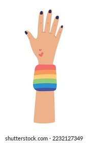hand with pride bracelet icon isolated