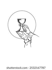 Hand of Priest offer the Mass Vector Catholic religious illustration