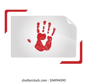 hand print in abstract shutter photo frame over white