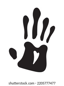 hand print black paint icon