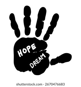 Impressão à Mão com Esperança e Dream Text Illustration