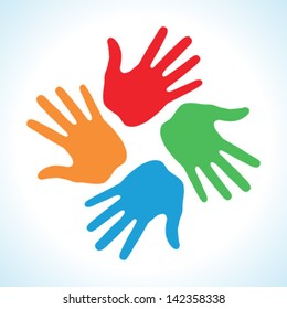 Hand Print Icon 4 Colors, Vector Logo Illustration
