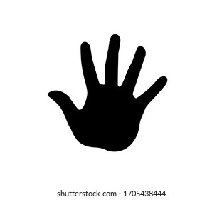 Hand print icon silhouette. Drawn in black, isolated on white background.