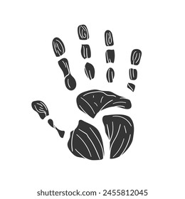 Hand Print Icon Silhouette Illustration. Fingerprint Vector Graphic Pictogram Symbol Clip Art. Doodle Sketch Black Sign.