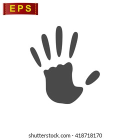 hand print icon, vector hand print sign, isolated hand print art 