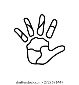 Hand Print Hand Impression Line Icon: Kids Art Craft