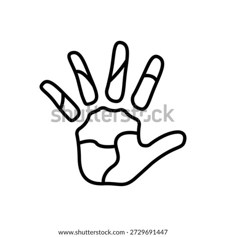Hand Print Hand Impression Line Icon: Kids Art Craft