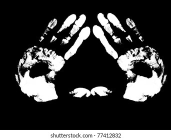 hand print  isolated on black,vector illustration